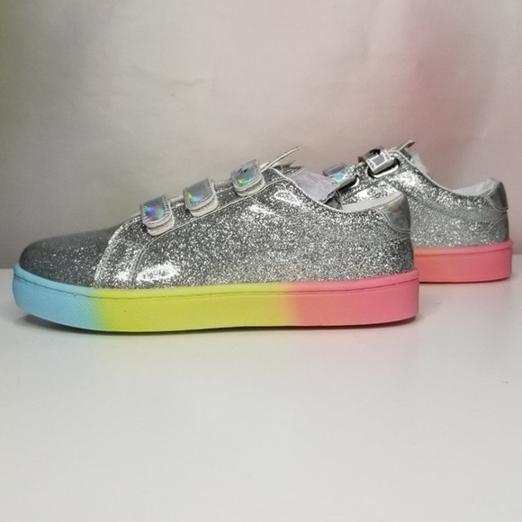 Big  Girls Light Up Ombre Unicorn Sneakers Size 3 Silver Brand New - Picture 1 of 9